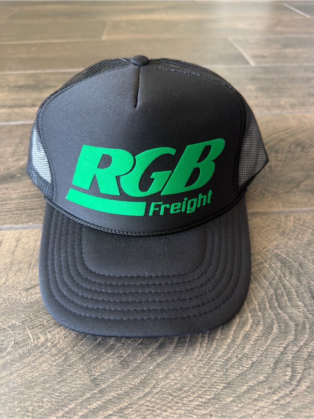 RGB Freight Black Trucker Hat with Green Logo